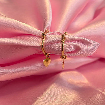 HEART CHARM HOOPS